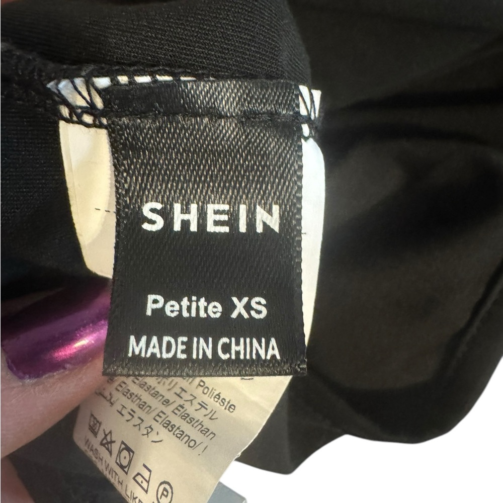 SHEIN cold shoulder black crop top size petite XS NEW - Picture 6 of 7